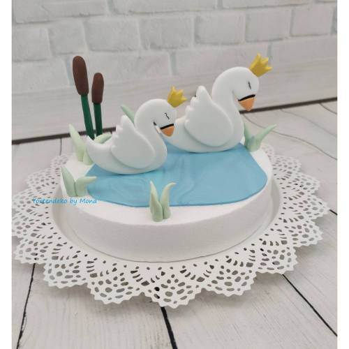 Tortendeko Tortentopper Zuckerfigur Schwanenkönig/ Königin See
