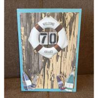 Geburtstagskarte " Maritim und 70ziger  "  Boje , Rettungsring Bild 1