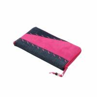 Damen-Geldbörse  " Ronja " - geräumiges Portemonnaie mit Jeans und Pink * Geldbeutel mit Reißverschluss Bild 4