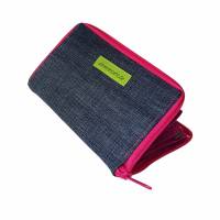 Damen-Geldbörse  " Ronja " - geräumiges Portemonnaie mit Jeans und Pink * Geldbeutel mit Reißverschluss Bild 6