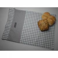 Brotbeutel *speciale* Baumwolle grau-kariert/ sottile mit Kordel von friess-design Bild 1