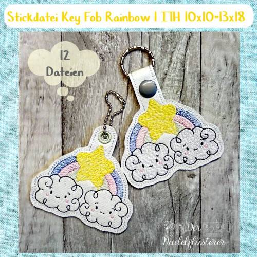 Digitale Stickserie "Key Fob Rainbow 1 ITH" für den 10x10-13x18cm (4x4-5x7") Stickrahmen