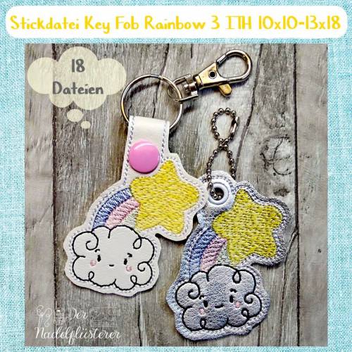 Digitale Stickserie "Key Fob Rainbow 3 ITH" für den 10x10-13x18cm (4x4-5x7") Stickrahmen