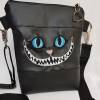 Kleine Handtasche Grinsekatze schwarzt Umhängetasche Halloween Tasche mit Anhänger Kunstleder Bild 8