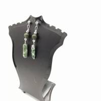 Perlen-Ohrringe Ohrhänger mit Naturstein Stiften in grün silber 4 cm Bild 5