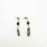 Perlen-Ohrringe Ohrhänger mit Naturstein Stiften in grün silber 4 cm Bild 6