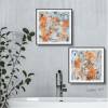 Acrylmalerei als abstraktes Duo in knalligem Orange, ungerahmt, Kleine Wandkunst, Wohnraumdekoration Bild 4