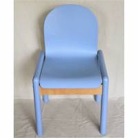 blauer Vintage Holzstuhl Hülsta Schalensitz Bild 1
