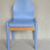 blauer Vintage Holzstuhl Hülsta Schalensitz Bild 3