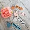 Schlüsselanhänger silberfarben Anhänger Mama Herz  Schlüsselanhänger Muttertag aus Kunstleder silber Bild 2
