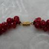 Perlenset handgefädelt aus roten Wachsperlen und Acrylkristallen in türkischer Häkeltechnik Bild 6