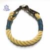 Hundehalsband verstellbar natur, beige, blau, mit Leder und Schnalle Bild 4