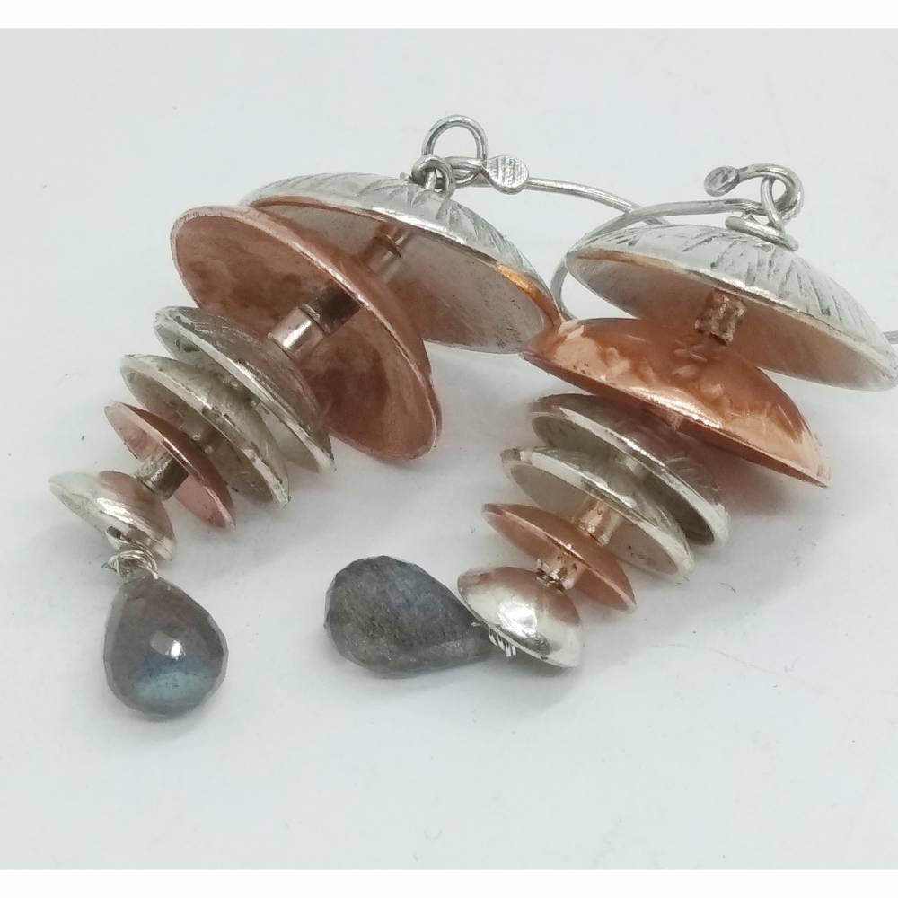 Regenbogenschüsselchen  - Ohrringe aus Sterlingsilber und Kupfer Bild 1