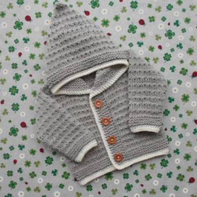 Babyjacke mit Kapuze ab Größe 50/56 bis Größe 98/104 handgestrickt Pullover Strickjacke Geschenk Junge Mädchen Taufe Geburt
