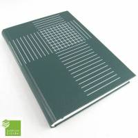 Notizbuch, DIN A4, weiße Linien geprägt, dunkelgrün, 290 Blatt blanko Recycling-Papier, Hardcover, handgefertigt, UNIKAT Bild 1