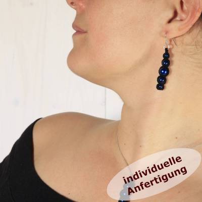 Ohrring Nicolina 5 Perlen Baumwolle Silber oder vergoldet INDIVIDUELLE ANFERTIGUNG