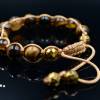 Damen Armband aus Edelsteinen Tigerauge Achat und Hämatit mit Knotenverschluss, Makramee Armband, 10 mm Bild 9