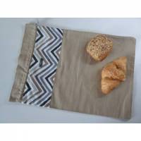 Brotbeutel *Zigzag* Baumwolle beige mit Kordel von friess-design Bild 1