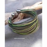 Armband gewachste Baumwolle Oliv, Hellgrün, Beige Bild 1