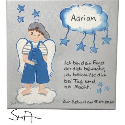 Schutzengelbild Schutzengel Bild für Jungen zur Taufe Geburt