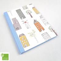 Notizbuch, Häuser, DIN A5, aqua blau, 100 Blatt Fadenheftung Bild 1