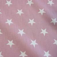Baumwoll-Stoffe "weiße Sterne" auf altrosa weiß pastell nähen Meterware Taschen Beutel Geschenke Bild 1