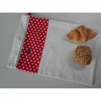 Brotbeutel *Puntini* rot Baumwolle weiß mit Kordel von friess-design Bild 1