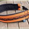 Zugstopp Halsband mit Pfötchen, Rhomben oder Stacheldraht, orange schwarz silber für Hunde , Hundehalsband Martingale Bild 2