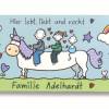 Türschild Familie Einhorn personalisiert Familienschild von Hand bemalt Bild 3