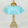 Unikat Tischlampe Leuchte Jugendstil 39 cm Messing Glas gold blau floral vintage upcycling verspielt einmalig Bild 3