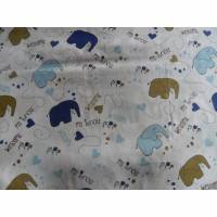 9,20 EUR/m Baumwolle Stoff süße Elefanten blau / hellblau auf weiß Bild 1
