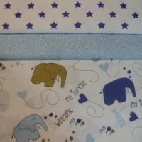 9,20 EUR/m Baumwolle Stoff süße Elefanten blau / hellblau auf weiß Bild 8