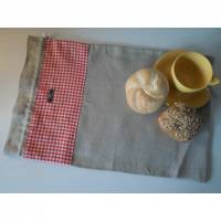 Brotbeutel "de luxe" Leinen beige/ rot mit Baumwollkordel von friess-design Bild 1