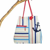 großer Shopper  "Leni" - maritimes Strand-Bag für deinen Urlaub oder deiner Freizeit * Einkaufstasche Bild 3
