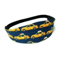 Haarband zum Wenden Taxi blau gelb Stirnband Abschminkband Yoga Wendehaarband Baumwolle Bild 1