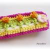 Gehäkeltes romantisches Armband mit Blüten aus Baumwolle - fuchsia, gelb, weiß, orange, grün Bild 2