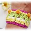 Gehäkeltes romantisches Armband mit Blüten aus Baumwolle - fuchsia, gelb, weiß, orange, grün Bild 4