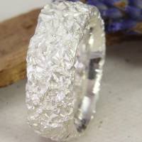 Breiter Ring aus Silber 925/-. Knitterring, ca 8 mm Bild 2