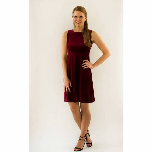 Samtkleid AVA rubinrot ärmellos