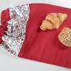 Brotbeutel *Amore* Baumwolle rot/ Blumen mit Kordel von friess-design Bild 3