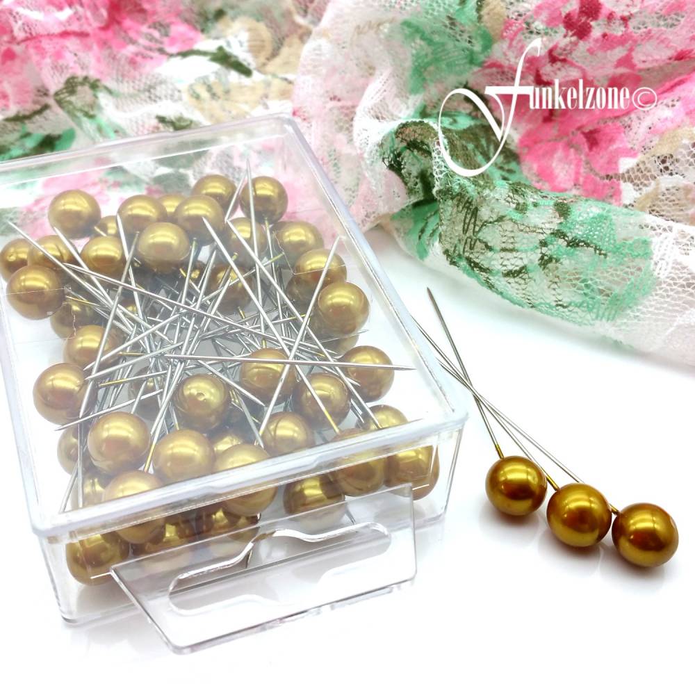 Perlkopfnadeln Dekonadeln Gold L60mm Perle 10mm DIY Hochzeit Perlen 