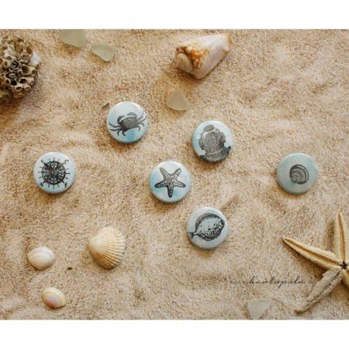 maritime Ansteck-Buttons "Strandgut" 25 mm