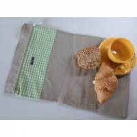 Brotbeutel "de luxe" Leinen beige/ grün mit Baumwollkordel von friess-design Bild 1