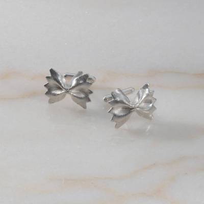 pfiffige Manschettenknöpfe "Farfalle"  in massiv 925 Silber aus unserer Pasta-Serie, kalorienfrei!