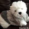 Pullover für kleine Hunde Hellgrau Anthrazit gestrickt Wolle Lana Grossa Colorblocking Rückenlänge 28 cm Bild 2