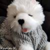 Pullover für kleine Hunde Hellgrau Anthrazit gestrickt Wolle Lana Grossa Colorblocking Rückenlänge 28 cm Bild 3