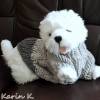 Pullover für kleine Hunde Hellgrau Anthrazit gestrickt Wolle Lana Grossa Colorblocking Rückenlänge 28 cm Bild 7