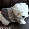 Pullover für kleine Hunde Hellgrau Anthrazit gestrickt Wolle Lana Grossa Colorblocking Rückenlänge 28 cm Bild 9