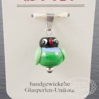 Anhänger PAPAGEI grün als Wechselanhänger ● Handgewickelte Glasperlen ● Lampwork Bild 1