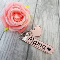 Schlüsselanhänger rosa Anhänger Mama Herz  Schlüsselanhänger Muttertag aus Kunstleder Bild 1